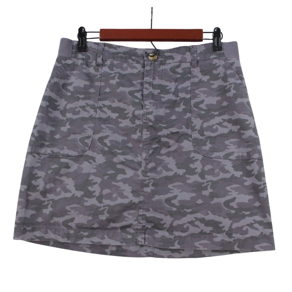 Grey Purple Camouflage Mini Skirt Casual Utility Cargo Pockets Size 8